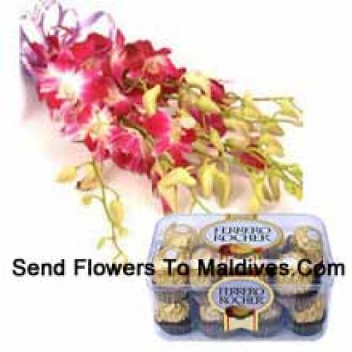 Charming Pink Orchids with 16 Pcs Ferrero Rochers