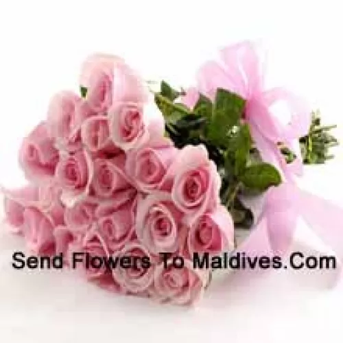 Bunch Of 24 Pink Roses With Seasonal Fillers