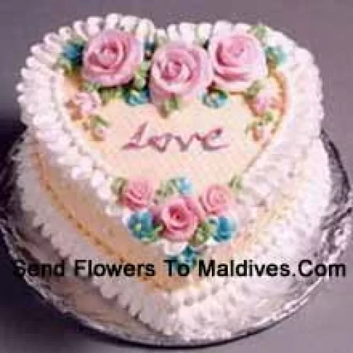 1 Kg (2.2 Lbs) Heart Shaped Vanilla Cake