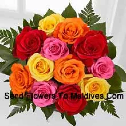 Bunch Of 12 Mixed Colored Roses